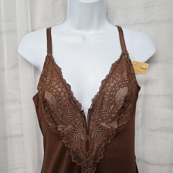 NWT Popilush Brown Babydoll Y2k Jumpsuit Halter Lingerie Fairy Wide Leg L - Picture 3 of 12
